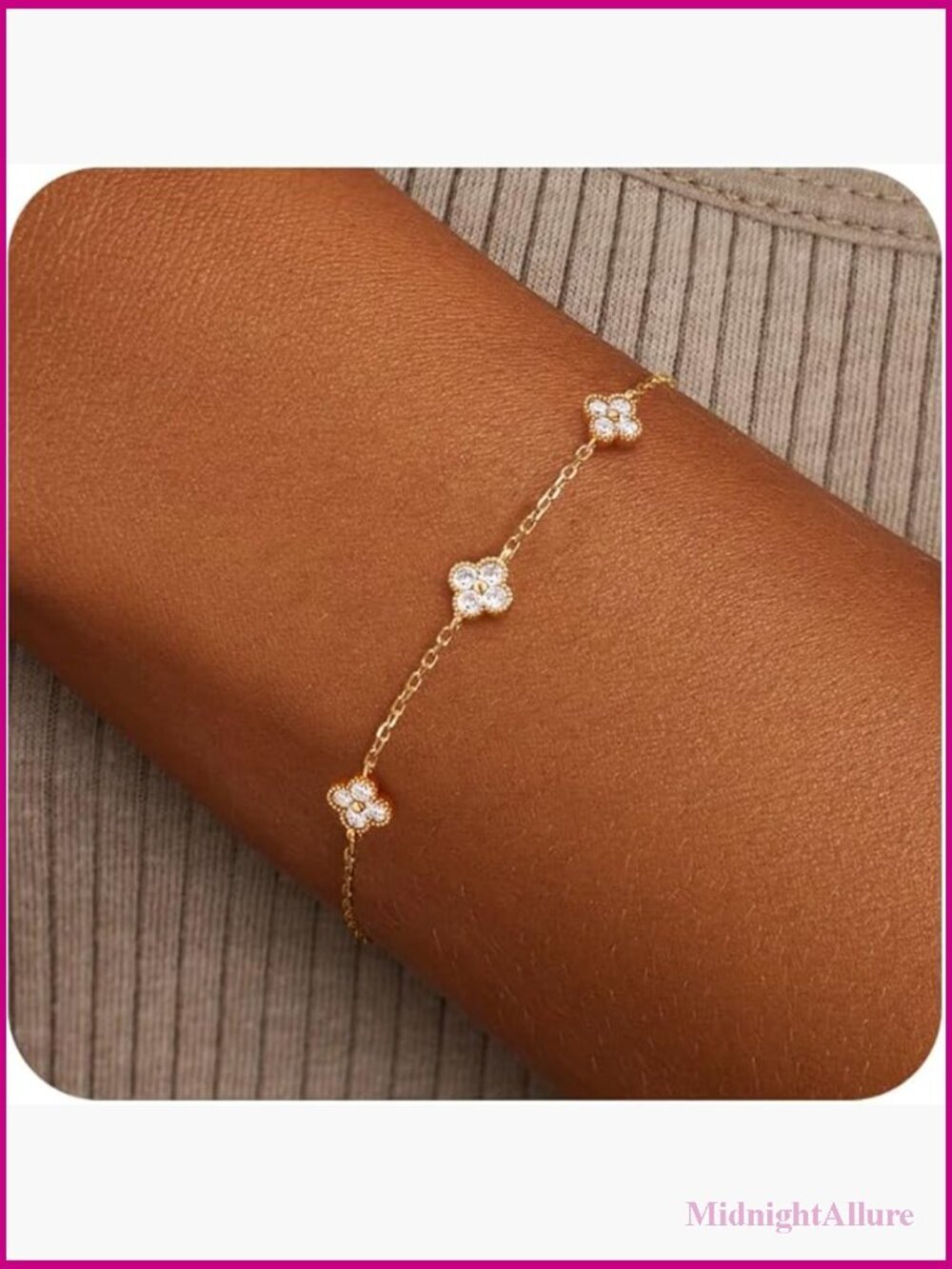 Birthstone Gold Clover Bracelet Dainty Stackable Friendship Jewelry